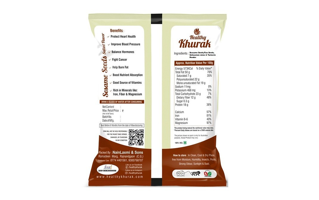 Healthy Khurak Sesame Seeds, Salted Flavor   Pack  400 grams